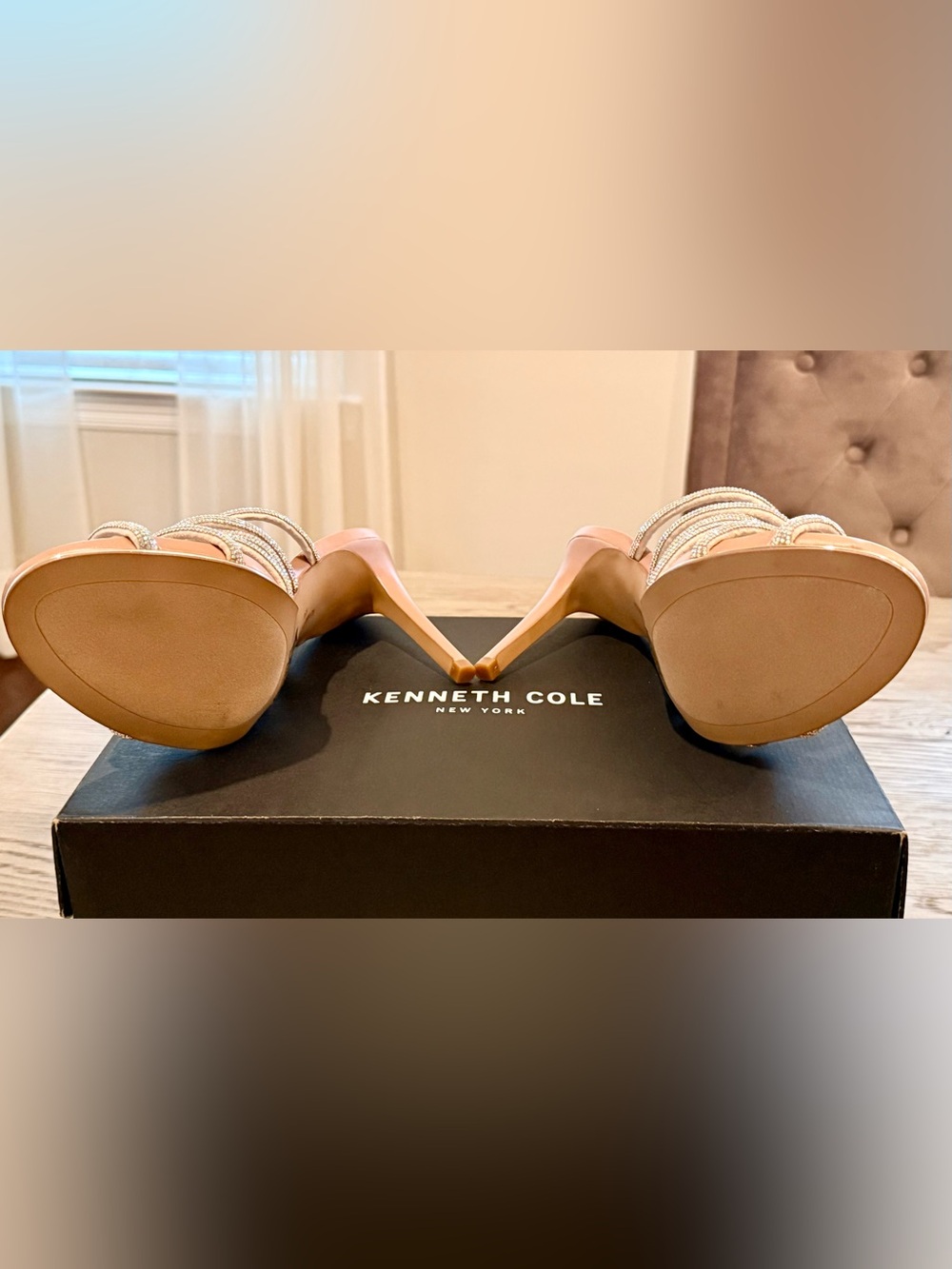 Kenneth Cole Brooke Twist Silver Crystal Stiletto Mules | Sz. 8.5 (NWB) - Picture 9 of 9